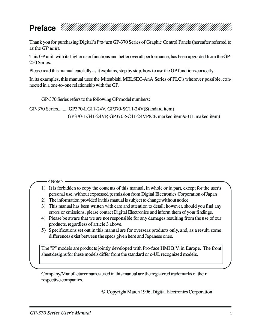 First Page Image of GP370-LG31-24V User Manual.pdf